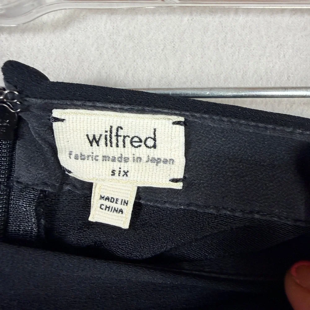 Wilfred Aritzia Black A-Line Mini Skirt Size 6‎ Side Pockets Japanese Fabric
